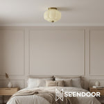 Load image into Gallery viewer, Vintage Eloise Milk Glass Flush Mount Ceiling Light - Vintage Charm Soft Glow
