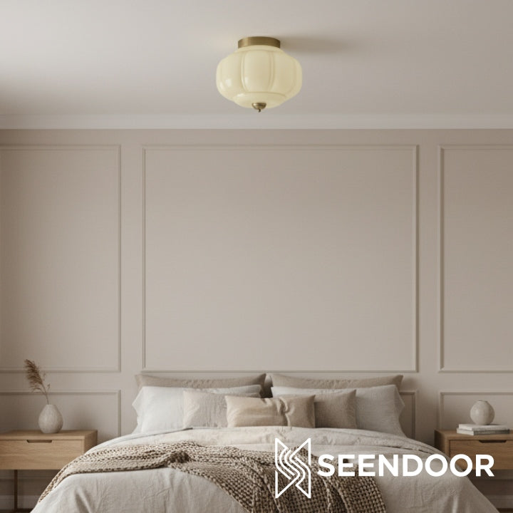 Vintage Eloise Milk Glass Flush Mount Ceiling Light - Vintage Charm Soft Glow