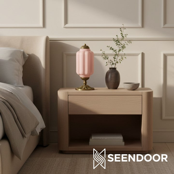 Retro Eloise Milk Glass Table Lamp for Bedroom Decor