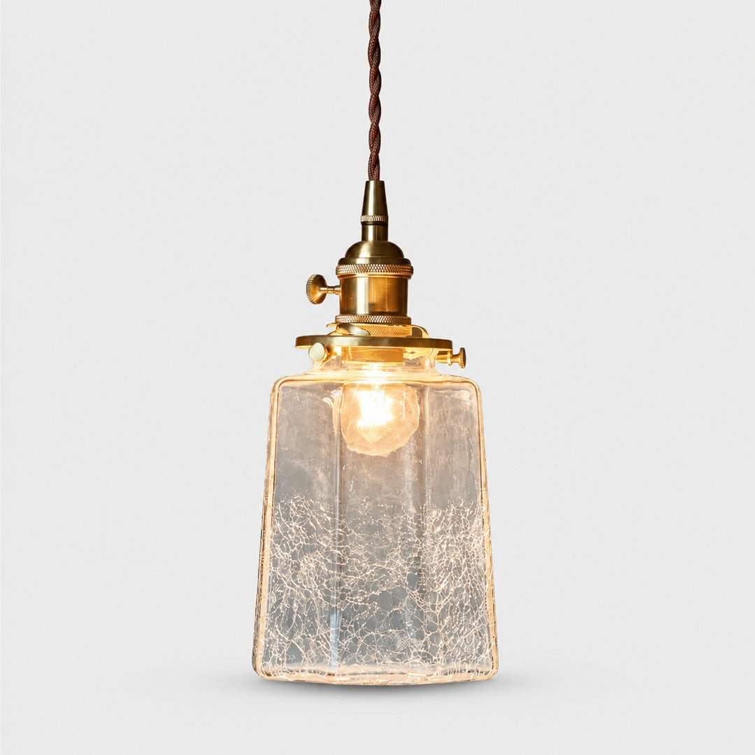 Japanse vintage hanglamp van craqueléglas