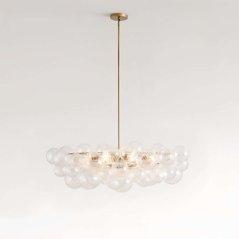Bravira Glass Bubbled Chandelier - Vintage Brass Oval Glass Lighting