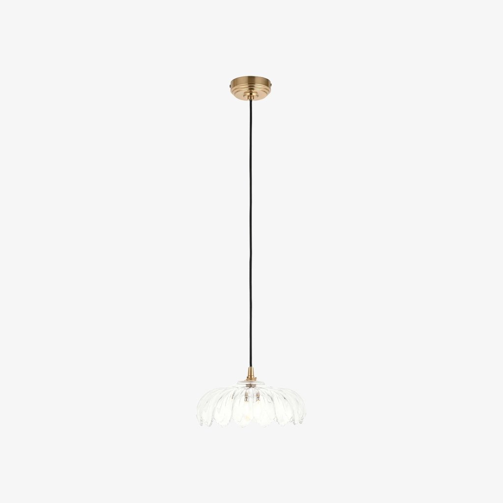 Floriaxis Floral Glass Pendant Light — Floral Glass Shade with Braided Cable for Kitchen or Dining