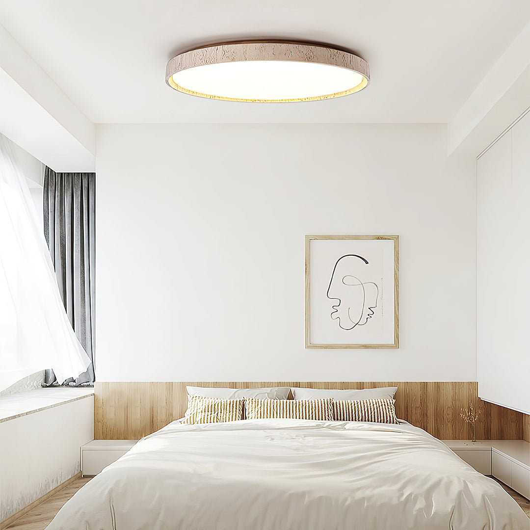 Ultradunne Ronde Travertijn Plafondlamp