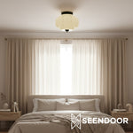 Load image into Gallery viewer, Vintage Eloise Milk Glass Flush Mount Ceiling Light - Vintage Charm Soft Glow
