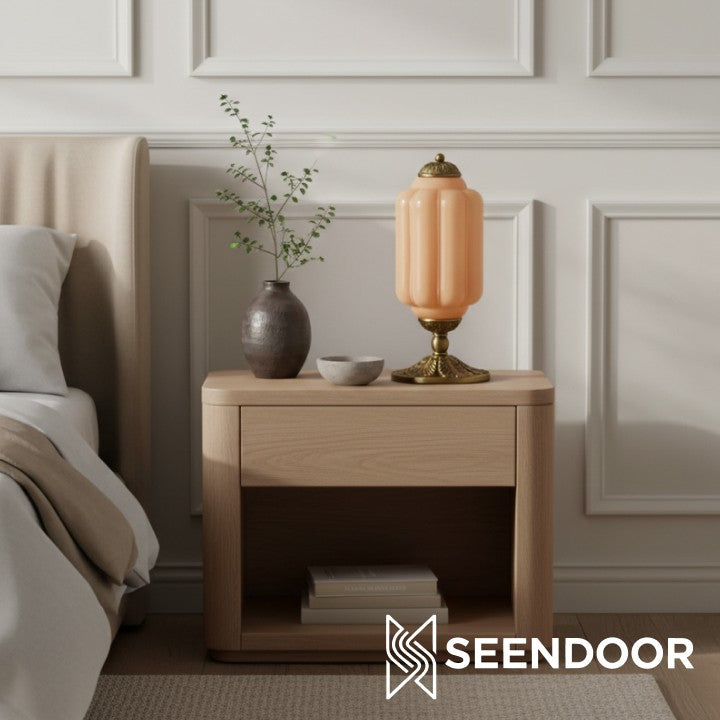 Retro Eloise Milk Glass Table Lamp for Bedroom Decor