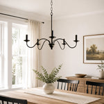 Cargar imagen en el visor de la Galería, Lámpara de araña vintage de hierro negro estilo candelabro