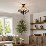 Load image into Gallery viewer, Distressed wood and rust ceiling light scene 2