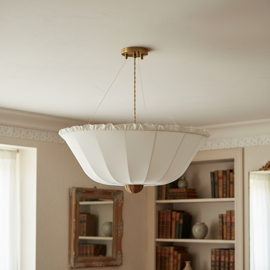 Wickara Plafondlamp Rotan Parasol Kap – Gemengd Materiaal Plafondlamp voor Woonkamer of Gang