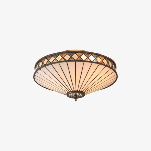 Lámpara de Techo Empotrada de Vidrio Artístico Elegante TiffStar - Lámpara de Techo Inspirada en lo Vintage para Interiores del Hogar
