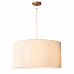 Cargar imagen en el visor de la Galería, Dumora Pleated Fabric Shade Chandelier with Antique Brass Frame - Classic Pendant for Living Room