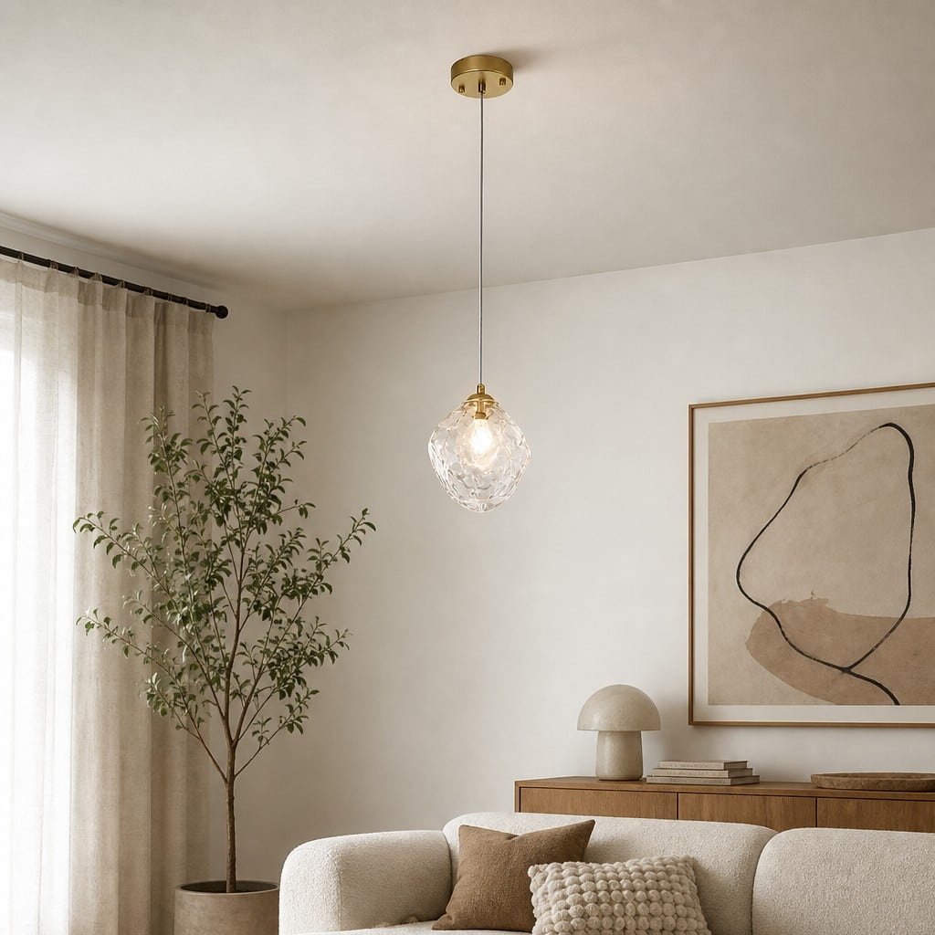 Suspension en verre givré