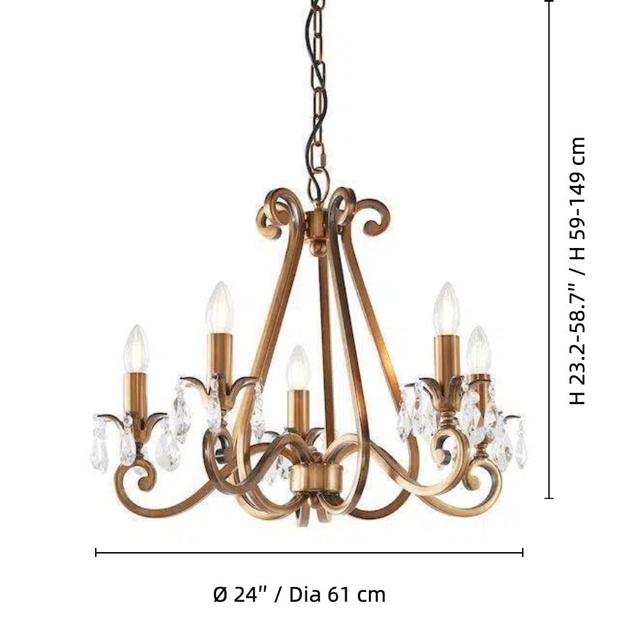 Talonis Kristall-Kronleuchter - Traditioneller Kerzenstil aus Messing und Nickel für Wohnzimmer und Esszimmer