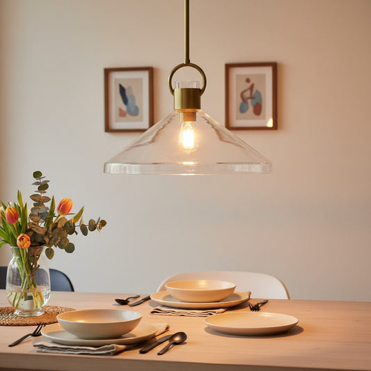 Lámpara Colgante en Forma de Cono Orvessa – Lámpara de Estilo Contemporáneo para Cocina o Salón
