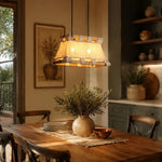 Charger l'image dans la visionneuse de la galerie, Warm room scene with wood and fabric pendant lamp