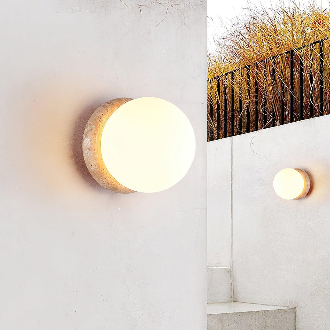 Luz de Pared Exterior de Travertino Asteroide