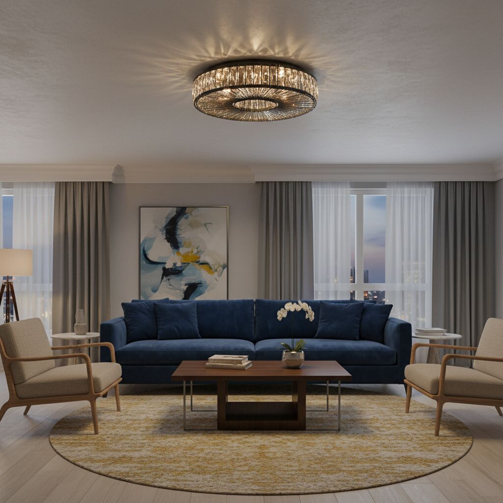 Glomar Glazen Ronde Opbouw Plafondlamp - Modern Metaal Glas Afwerking Woonruimtes