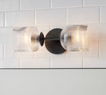 Load image into Gallery viewer, Bravira Ribbed Glass Sconce - Metal Wall Light with Clear Glass Shade
