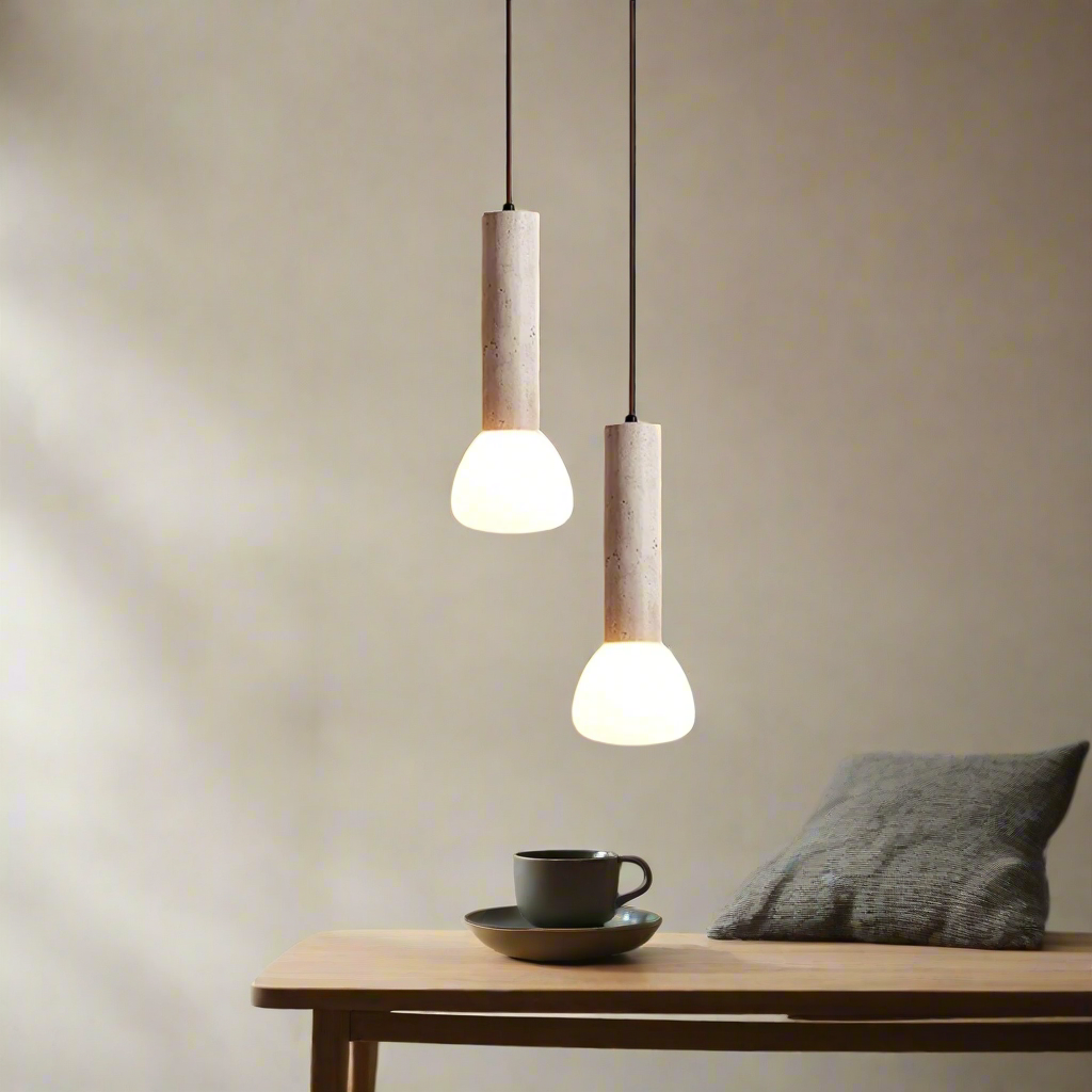Lámpara colgante elegante de travertino crema