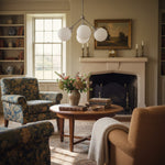 Load image into Gallery viewer, Glorica Glass Chandelier - Brass Globe Ceiling Light with Opal Shade
