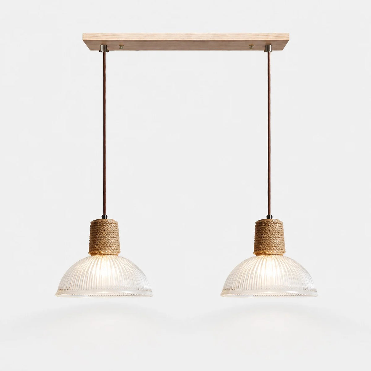 Rustic Woven Rope Glass Pendant Light Collection