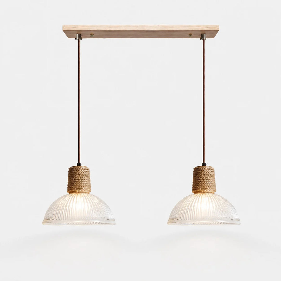 Rustic Woven Rope Glass Pendant Light Collection