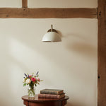 Load image into Gallery viewer, Curva Metal  Industrial Wall Sconce - Curved Brass Arm - Hammered Dome Light Fixture
