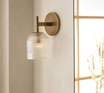 Load image into Gallery viewer, Bravira Ribbed Glass Sconce - Metal Wall Light with Clear Glass Shade
