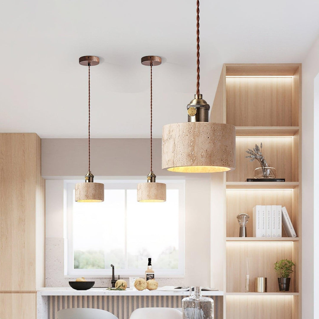 Alagusmo Minimalistyczna Lampa Wisząca z Trawertynu