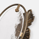 Cargar imagen en el visor de la Galería, Close view of oval textured glass and antique brass frame detail