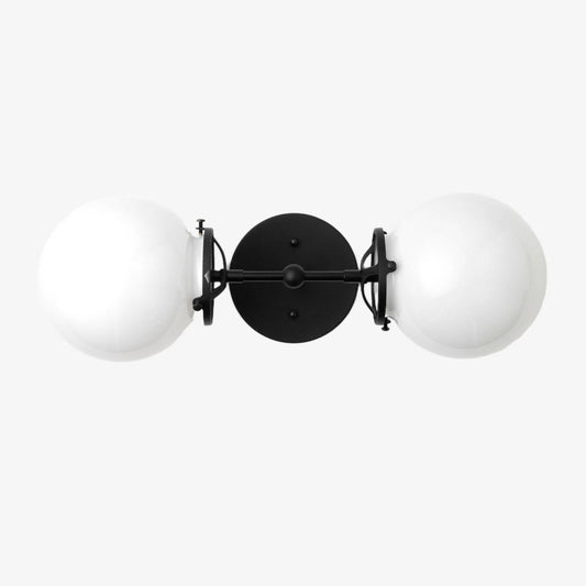 Lámpara de tocador Lumio Globe Art Deco - Aplique de baño con globo opalino