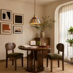 Cargar imagen en el visor de la Galería, Striped ceramic pendant lamp installed above a warm breakfast table