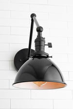 Load image into Gallery viewer, Conique Metal Vintage Industrial Swing Arm Wall Lamp - Adjustable Dome Shade for Study
