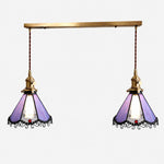 Cargar imagen en el visor de la Galería, Purple two-light stained glass linear pendant