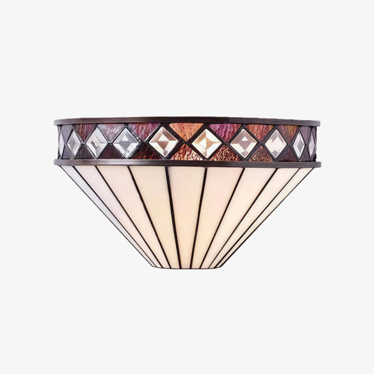 Luz de Pared TF Fargo Art Deco con Motivo de Diamante – Aplique de Vidrio para Pasillo y Dormitorio