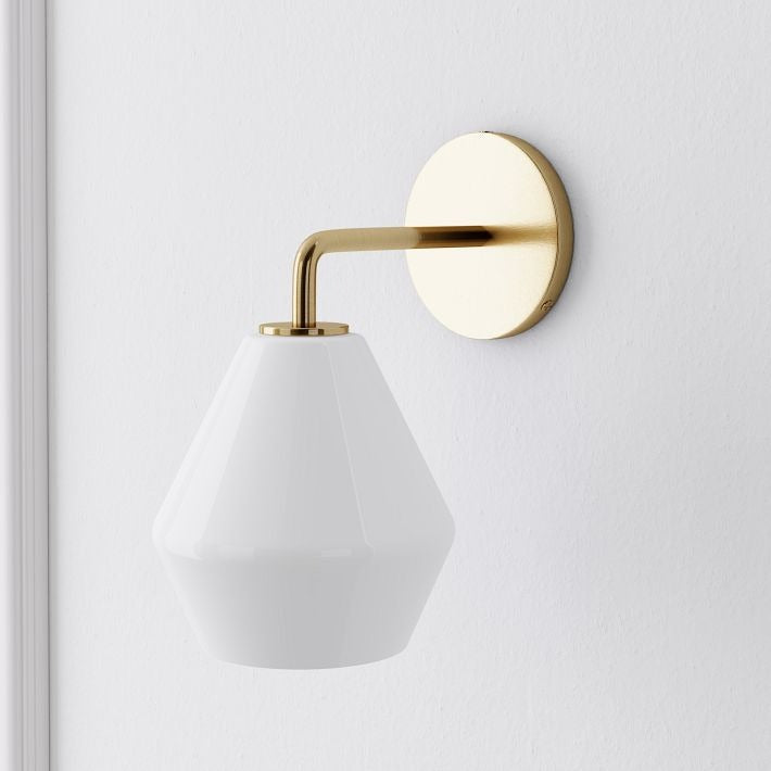 Merin Sculptural Milk Glass Geometric Wall Lamp
