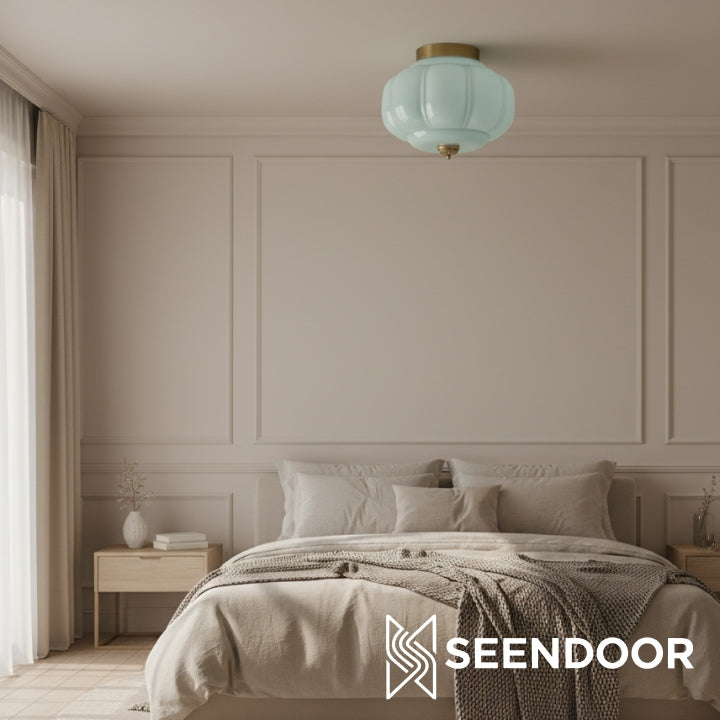 Vintage Eloise Milk Glass Flush Mount Ceiling Light - Vintage Charm Soft Glow