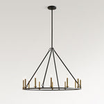 Load image into Gallery viewer, Rowan Modern Wagon Wheel Round Chandelier - Industrial Farmhouse Iron Lighting Fixture
