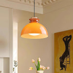Load image into Gallery viewer, Glebe Glossy Glass Dome Pendant Lamp – Industrial Orange Hanging Light for Kitchen and Dining Room