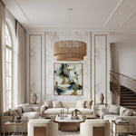 Załaduj obraz do przeglądarki galerii, Florevian Pleciona Lampa Wisząca z Juty - Boho Chic Bębenkowa Lampa Wisząca do Salonu lub Jadalni