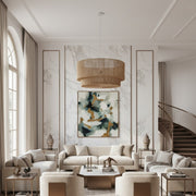 Lampada a sospensione in juta intrecciata Florevian - Paralume a tamburo boho chic per soggiorno o sala da pranzo