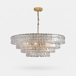 Afbeelding laden in galerijweergave, French vintage ripple glass chandelier with smoked glass