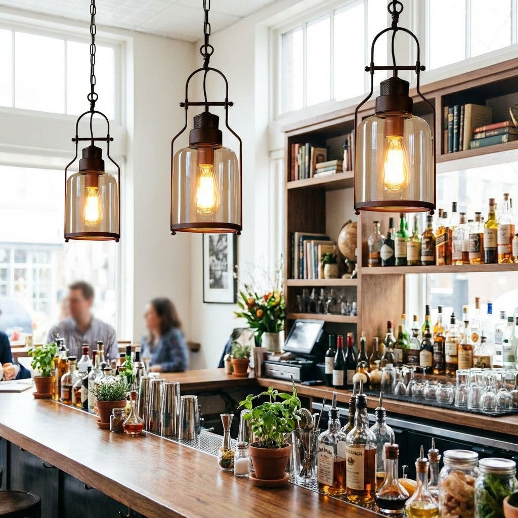 Lirra Vintage IJzeren Glazen Hanglamp - Industriële Stijl Plafondlamp voor Bars en Huizen U20