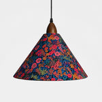 Carica l'immagine nella visualizzazione Galleria, Large gold foil floral cone pendant light front view