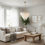Load image into Gallery viewer, Lumvey Glass Round Chandelier - Elegant Pendant Light for Dining Room and Living Room