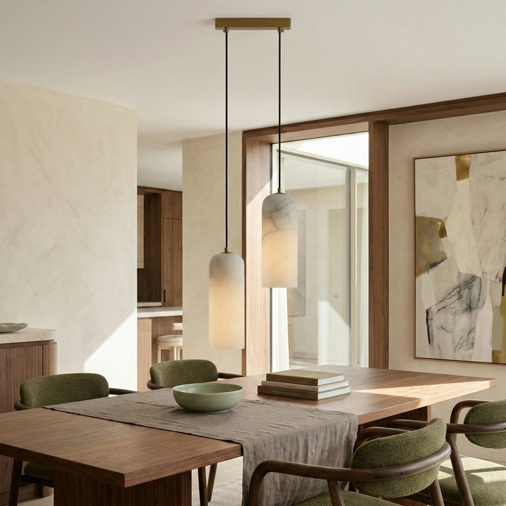 Alabresca Mid Century Alabaster Pendant Light – Multi Head Hanging Lamp for Kitchen Island