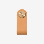 Afbeelding laden in galerijweergave, Cowhide leather and brass cabinet pull handle color and size option