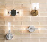 Load image into Gallery viewer, Bravira Ribbed Glass Sconce - Metal Wall Light with Clear Glass Shade
