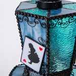 Cargar imagen en el visor de la Galería, Aqua blue shade detail with bead trim and scrollwork