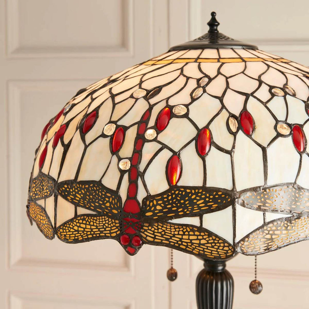 TF Dragonfly Motif Floor Lamp – Vintage Stained-Glass for Living Rooms