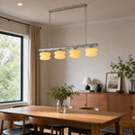 Afbeelding laden in galerijweergave, Cream layered glass chandelier in a warm dining room